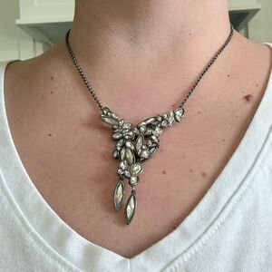 Alexis Bittar Silver-Tone Crystal Teardrop Cluster Necklace